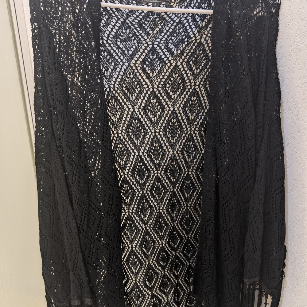 POL Black Open-Front Cardigan